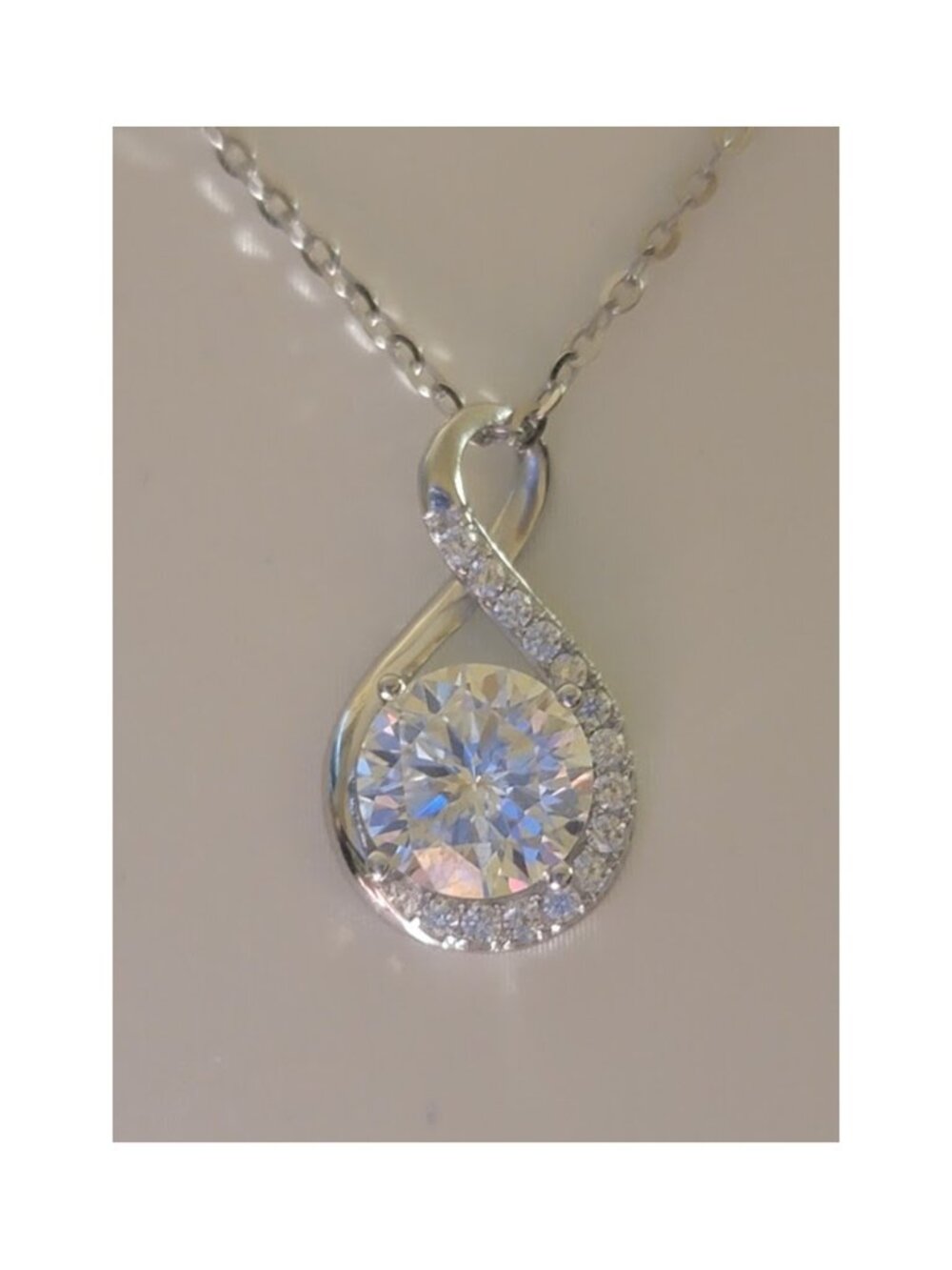 1CT Moissanite Infinity Necklace Sterling Silver NWT